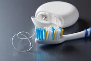 brushing and flossing